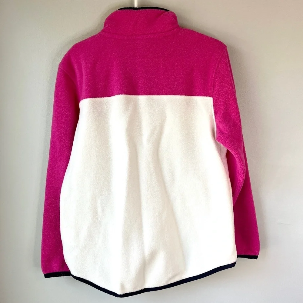 Eddie Bauer Pink and White Colorblock Fleece Pullover